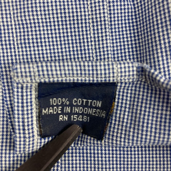 Tommy Hilfiger American Classics Blue Gingham Button Down Dress Shirt Mens 16 - Picture 9 of 11